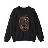 Burning Jester Skull Unisex Heavy Blend Crewneck Sweatshirt Gothic Flame Joker Skeleton Streetwear Pullover Dark Fantasy Art Design For Gamers Artists Metal Lovers And Rebels