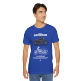 Harley Davidson Sportster Inspired Cruiser Motorcycle Blueprint Graphic Unisex Heavy Cotton Tee Premium Biker Streetwear T Shirt for Riders Enthusiasts Everyday Wear