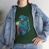 Galactic Dream Astronaut Neon Art Unisex Heavy Cotton Tee Bold Cosmic Streetwear Graphic T Shirt Vibrant Space Design Comfortable Classic Fit Everyday Wear Perfect Gift for Sci Fi Lovers and Creative Minds