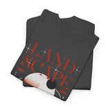 Landscape Unisex Heavy Cotton Tee Graphic T Shirt Black Nature Inspired Abstract Mountain Design Modern Streetwear Outdoor Adventure Artistic Fashion Outfit