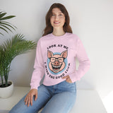 Look At Me I Wish You Good Luck Funny Pig Unisex Sweatshirt Hilarious Cartoon Graphic Pullover Positive Vibes Humor Design Cozy Casual Wear Gift Idea