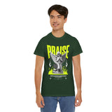 Praise Angel Statue Graphic Unisex Heavy Cotton Tee Spiritual Gothic Streetwear T-Shirt