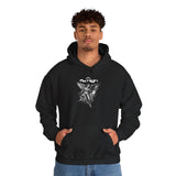 Fly High Angel Design Unisex Heavy Blend Hooded Sweatshirt Spiritual Guardian Winged Warrior Streetwear Hoodie