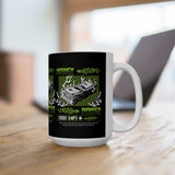 Money Power Ceramic Mug Dollar Stack Neon Green Graphic Hustle Mindset Streetwear Motivational Coffee Tea Cup