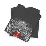 Mystic Warrior Goddess Unisex Heavy Cotton Tee Bold Monochrome Tribal Design Powerful Feminine Energy Streetwear Graphic T-Shirt for Art Lovers Festivals and Everyday Wear