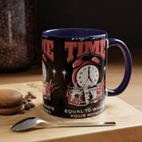 Waste Your Time Accent Coffee Mug 11oz 15oz Ceramic Cup Motivational Hustle Money Clock Graphic Drinkware Bold Entrepreneur Mindset Streetwear Gift