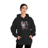 Money Bright Unisex Heavy Blend Hooded Sweatshirt Angel Statue Graphic Gothic Streetwear Red Neon Aesthetic Artistic Fashion Hoodie