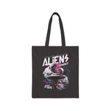 Aliens Exist Cotton Canvas Tote Bag UFO Extraterrestrial Glitch Art Eco Friendly Shopping Bag