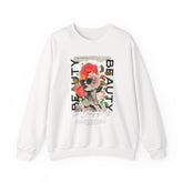 Beauty of Art Floral Collage Unisex Heavy Blend Crewneck Sweatshirt Vintage Portrait Graphic Bold Floral Aesthetic Artistic Streetwear Pullover