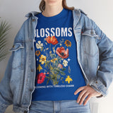 Blossoms Floral Graphic Unisex Heavy Cotton Tee Comfortable Streetwear Timeless Charm Motivational Nature Inspired T Shirt Perfect Gift for Garden Lovers Friends Birthdays Casual Everyday Wear