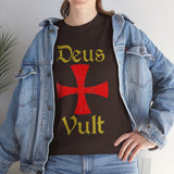 Unisex Deus Vult T Shirt Medieval Crusader Cross Graphic Tee Warrior Knight Inspired Vintage Christian Symbol Heavy Cotton Streetwear