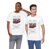 Shelby Red High Performance Muscle Coupe Blueprint Unisex Heavy Cotton Tee Retro Car Art Streetwear Gift for Gearheads Daily Wear Car Lovers Apparel