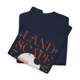 Landscape Unisex Heavy Cotton Tee Graphic T Shirt Black Nature Inspired Abstract Mountain Design Modern Streetwear Outdoor Adventure Artistic Fashion Outfit