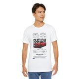 Red High Performance Muscle Coupe Blueprint Unisex Heavy Cotton Tee Retro Car Art Streetwear Gift for Gearheads Daily Wear Car Lovers Apparel