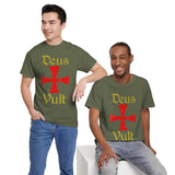 Unisex Deus Vult T Shirt Medieval Crusader Cross Graphic Tee Warrior Knight Inspired Vintage Christian Symbol Heavy Cotton Streetwear
