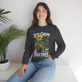 Lets Grow Together Floral Graphic Comfortable Unisex Crewneck Sweatshirt Motivational Streetwear Bold Botanical Empowerment Design Perfect Gift for Couples Friends Birthdays Cozy Days and Everyday Casual Wear