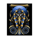 Eye Of Eternity Poster Gold And Blue Egyptian Owl Pharaoh Sacred Geometry Art Print Spiritual Wall Decor For Focus Energy And Royal Inspiration