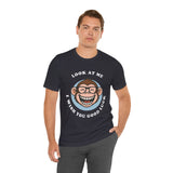 Smiling Monkey Cartoon Good Luck Design Unisex Heavy Cotton Tee Funny Cute Graphic Shirt Positive Vibes Humor Artwork Casual Wear Gift For Friends