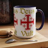 Deus Vult Accent Coffee Mug 11oz 15oz Red Cross Knight Crusader Ceramic Cup Bold Medieval Design Christian Symbol Faith Inspired Coffee Tea Gift Drinkware