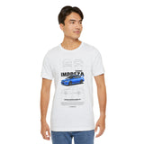 Blue Rally Inspired Performance Sedan Artwork Unisex Heavy Cotton Tee High Speed Streetwear Graphic Shirt For Car Enthusiasts And Automotive Art Lovers