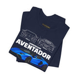 Aventador Blue Hypercar Blueprint Unisex Heavy Cotton Tee High Performance Streetwear Design for Car Enthusiasts Racers and Speed Lovers