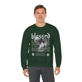 Blessed Angel Statue Graphic Unisex Heavy Blend Crewneck Sweatshirt Gothic Streetwear Aesthetic Spiritual Bold Artistic Pullover