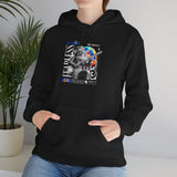 Fearless Memory Unisex Heavy Blend Hooded Sweatshirt Graphic Hoodie Black Astronaut Space Warrior Futuristic Sci Fi Bold Streetwear Artistic Fashion Outfit