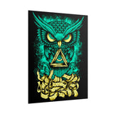 The Watcher Owl All Seeing Wisdom Matte Vertical Poster Mystical Neon Owl Wall Art Geometric Spiritual Symbol Print For Home Office Studio Decor Perfect For Visionary Thinkers And Creators