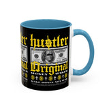 Hustler Original Money Maker Accent Coffee Mug 11oz 15oz Streetwear Bold Dollar Bill Graphic Motivational Entrepreneur Ceramic Cup