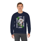 Collage Art Unisex Heavy Blend Crewneck Sweatshirt Graphic Pullover Black Abstract Modern Nature Inspired Futuristic Streetwear Creative Artistic Fashion Outfit