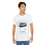 Cyber Truck Tesla Futuristic Electric Pickup Blueprint Art Unisex Heavy Cotton Tee Bold Streetwear Graphic Shirt For Car Lovers And Tech Enthusiasts