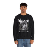 Blessed Angel Statue Graphic Unisex Heavy Blend Crewneck Sweatshirt Gothic Streetwear Aesthetic Spiritual Bold Artistic Pullover