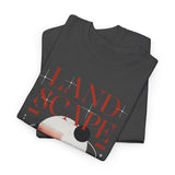 Landscape Unisex Heavy Cotton Tee Graphic T Shirt Black Nature Inspired Abstract Mountain Design Modern Streetwear Outdoor Adventure Artistic Fashion Outfit