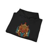 Balinese Barong Mask Unisex Hoodie Heavy Blend Pullover Sweatshirt Tribal Cultural Warrior Spirit Inspired Mythical Festival Graphic Streetwear