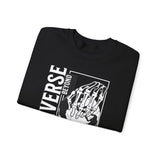 Universe Beyond The Cosmos Unisex Heavy Blend Crewneck Sweatshirt Graphic Pullover Black Skeleton Hand Space Infinity Streetwear Futuristic Sci Fi Artistic Fashion Outfit