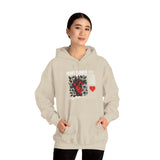 Heart Flower Graphic Hoodie Comfortable Unisex Heavy Blend Sweatshirt Bold Red and Black Floral Heart Design Streetwear Symbol of Love Strength and Vitality Perfect Gift for Friends Birthdays Cozy Days and Casual Wear