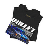 Bullet Blue Street Racing Artwork Unisex Heavy Cotton Tee High Performance Inspired Graphic Shirt For Car Lovers And Urban Streetwear Fans