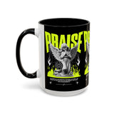 Praise Angel Statue Graphic Ceramic Mug Gothic Spiritual Coffee Tea Cup Bold Streetwear Design