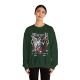 Money Bright Unisex Heavy Blend Crewneck Sweatshirt Angel Statue Graphic Gothic Streetwear Red Neon Artistic Fashion Pullover