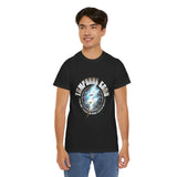 Temporal Echo Lightning Globe Graphic Unisex Heavy Cotton Tee Bold Streetwear Past Present Future Inspired T-Shirt