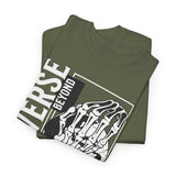 Universe Beyond The Cosmos Unisex Heavy Cotton Tee Graphic Black T Shirt Skeleton Hand Space Infinity Streetwear Futuristic Sci Fi Artistic Fashion Outfit