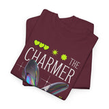 The Charmer Unisex Heavy Cotton Tee Futuristic Butterfly Graphic Streetwear Neon Cyber Aesthetic Artistic Fashion Statement T Shirt
