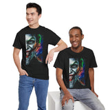 Jocker Split Insanity Unisex Heavy Cotton Tee Bold Gothic Streetwear Dark Psychological Art Design Statement Shirt for Fearless Thinkers and Risk Lovers