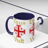 Deus Vult Accent Coffee Mug 11oz 15oz Red Cross Knight Crusader Ceramic Cup Bold Medieval Design Christian Symbol Faith Inspired Coffee Tea Gift Drinkware