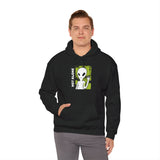 Not Alone Alien Unisex Hoodie UFO Graphic Pullover Sweatshirt Cartoon Extraterrestrial Sci Fi Space Themed Conspiracy Inspired Paranormal Streetwear