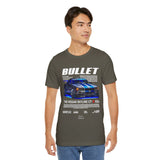 Bullet Blue Street Racing Artwork Unisex Heavy Cotton Tee High Performance Inspired Graphic Shirt For Car Lovers And Urban Streetwear Fans
