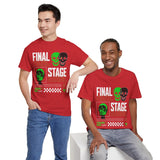 Final Stage Unisex Heavy Cotton Tee Graphic Black T Shirt Skull Neon Green Streetwear Futuristic Cyberpunk Bold Artistic Fashion Outfit