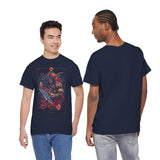 Guerrero Warrior Unisex Heavy Cotton Tee Tribal Strength Mythical Art Design Bold Red Battle Graphic Streetwear for Fighters, Heroes, and Cultural Legends