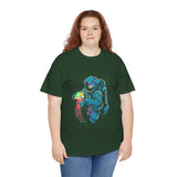 Galactic Dream Astronaut Neon Art Unisex Heavy Cotton Tee Bold Cosmic Streetwear Graphic T Shirt Vibrant Space Design Comfortable Classic Fit Everyday Wear Perfect Gift for Sci Fi Lovers and Creative Minds