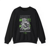 Money Mindset Unisex Heavy Blend Crewneck Sweatshirt Graphic Pullover Black Hustle Grind Wealth Entrepreneur Motivational Streetwear Bold Artistic Fashion Outfit